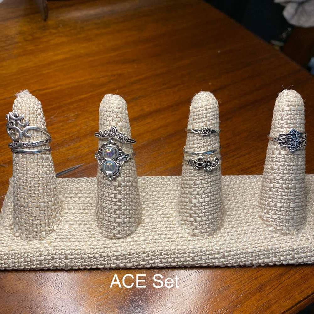 Ace Set of 9 Silver Alloy Fashion Knuckle Rings